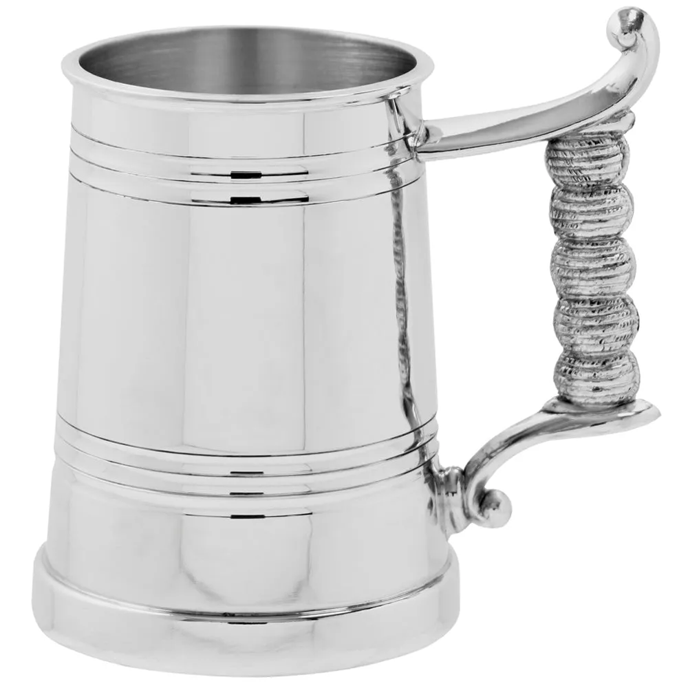 1 Pint* Pewter Beer Mug Tankard With Rope Handle