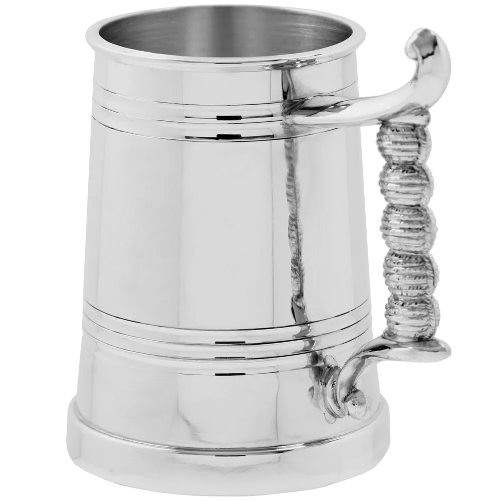 1 Pint* Pewter Beer Mug Tankard With Rope Handle