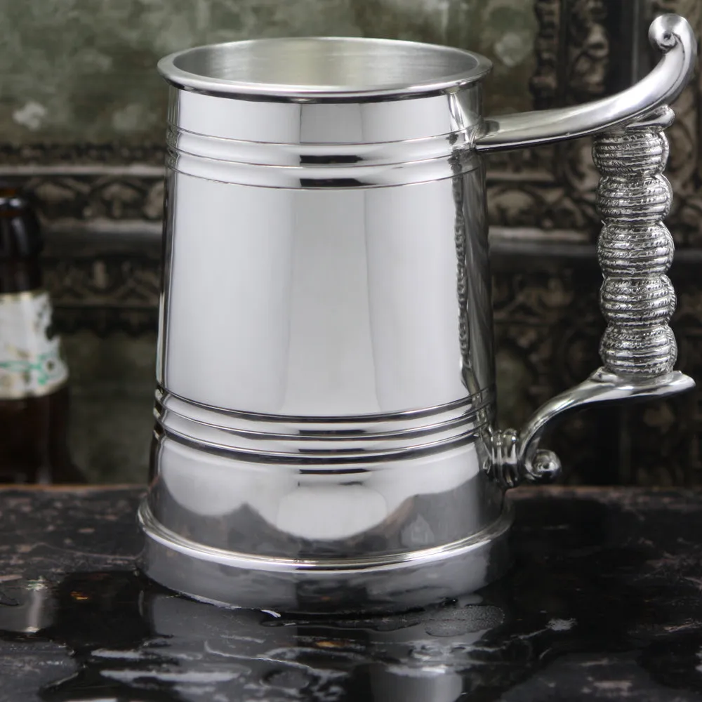 1 Pint* Pewter Beer Mug Tankard With Rope Handle