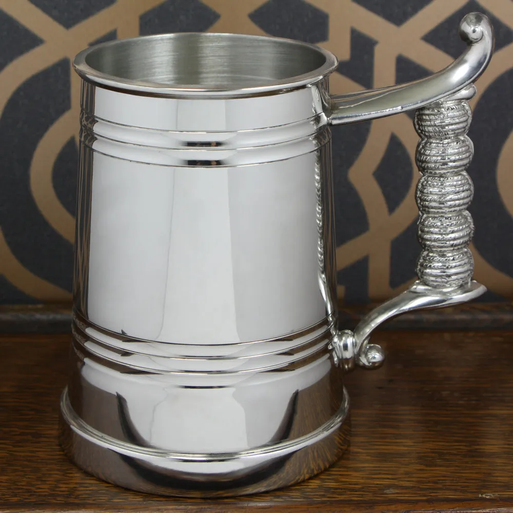 1 Pint* Pewter Beer Mug Tankard With Rope Handle