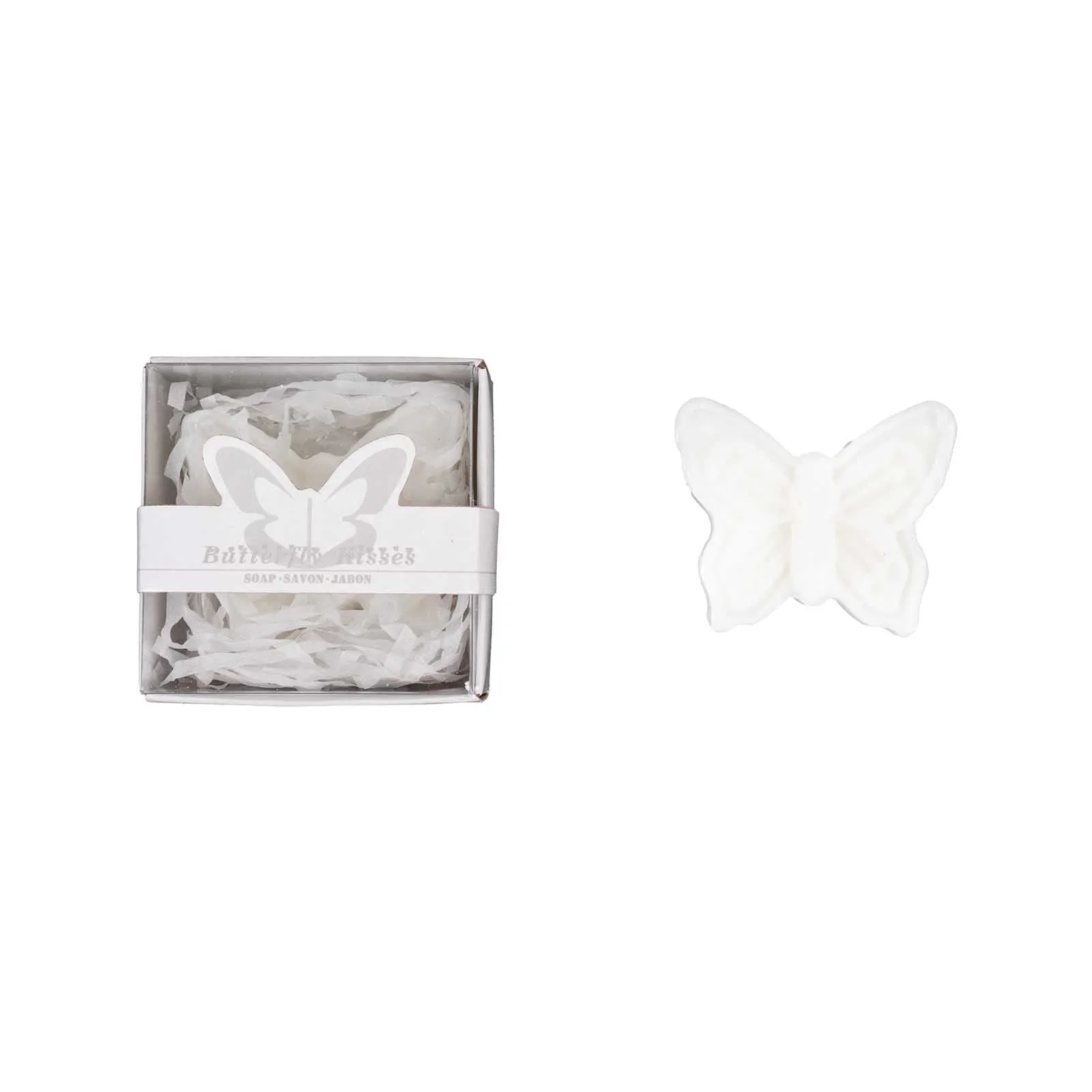 10 Pack White Butterfly Unscented Soap Baby Shower Favors with Gift Boxes, Pre-Packed Bridal Shower Wedding Souvenirs - 2"