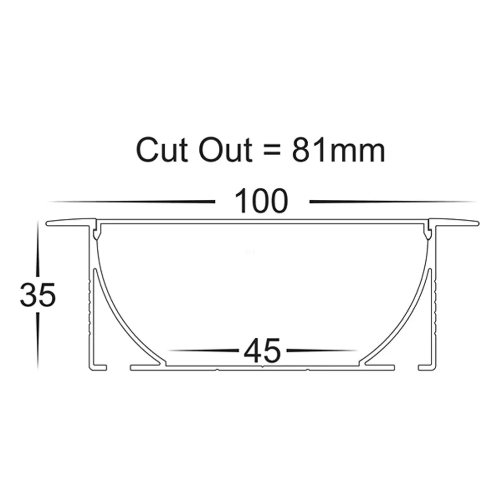 100mm x 35mm Silver Large Deep Aluminium Winged LED Profile Havit Lighting - HV9695-9835