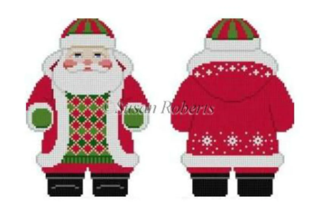 1224 Snowflake Red Jacket Santa - 2 Sided