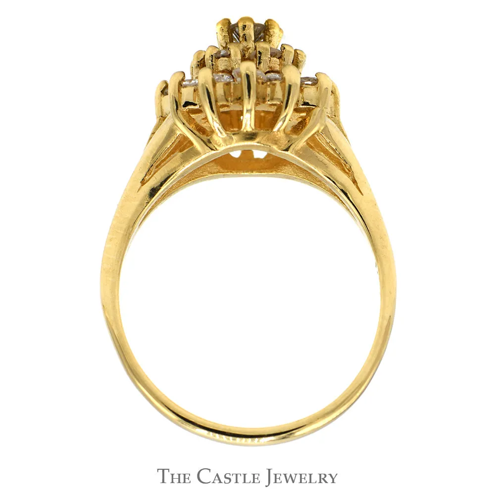 1/2cttw Diamond Snowflake Cluster Ring in 14k Yellow Gold