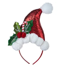 13" Santa Hat Headband with Holly