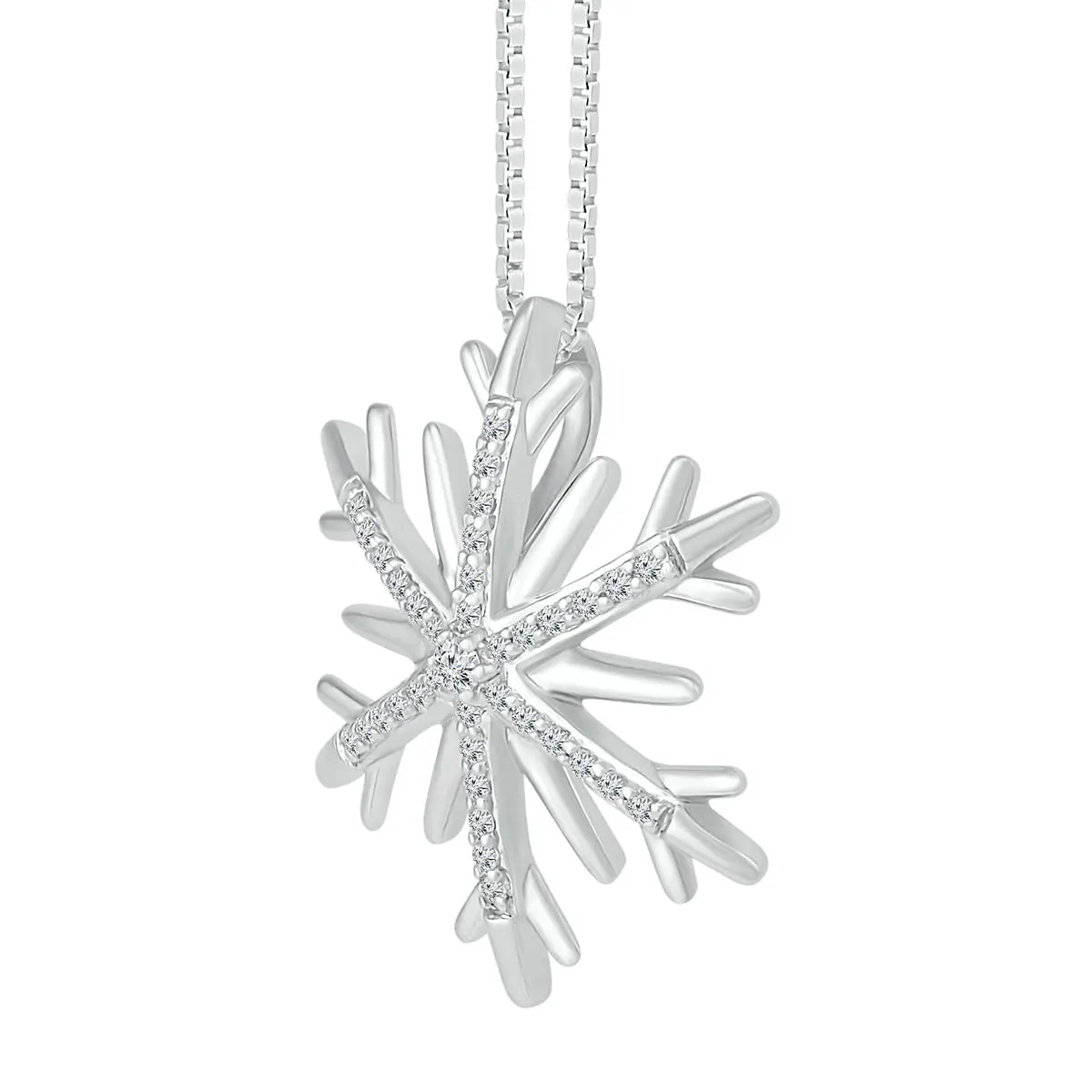 1/8 CTW Diamond Snowflake 18-inch Pendant in Sterling Silver