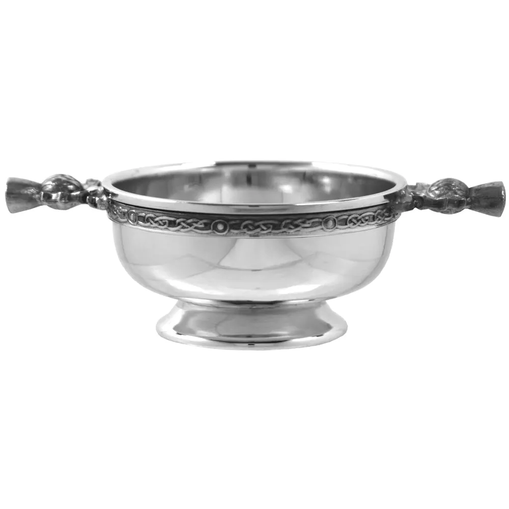 2.5 Inch Scottish Thistle Handle Pewter Quaich Bowl