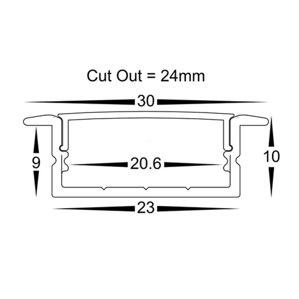 30mm x 10mm Silver Shallow Winged Square LED Profile Havit Lighting - HV9695-2810