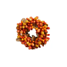 3.5” Beaded Orange/Gold Candle Ring