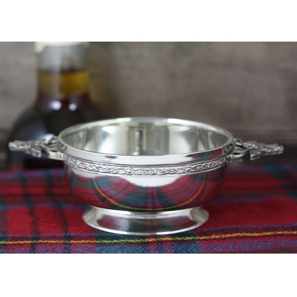 3.5 Inch Stag Handle Pewter Quaich Bowl