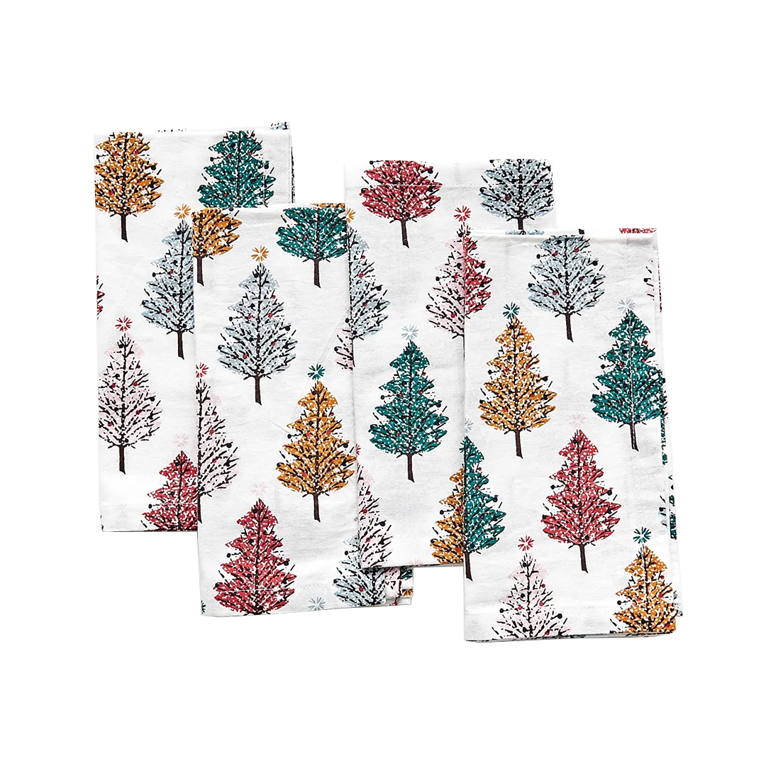 4-Pack Napkin Set-Multi Christmas Trees