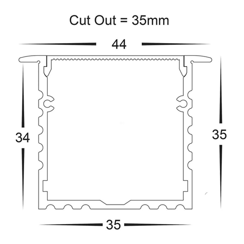 44mm x 35mm Silver Square Winged Large Aluminium LED Profile Havit Lighting - HV9695-4435