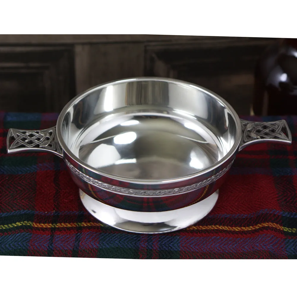 4.5 Inch Celtic Knot Handle Pewter Quaich Bowl