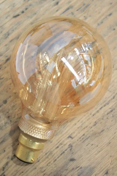 4W B22 Laser-cut Filament LED G95 Round Amber 1800K Bulb