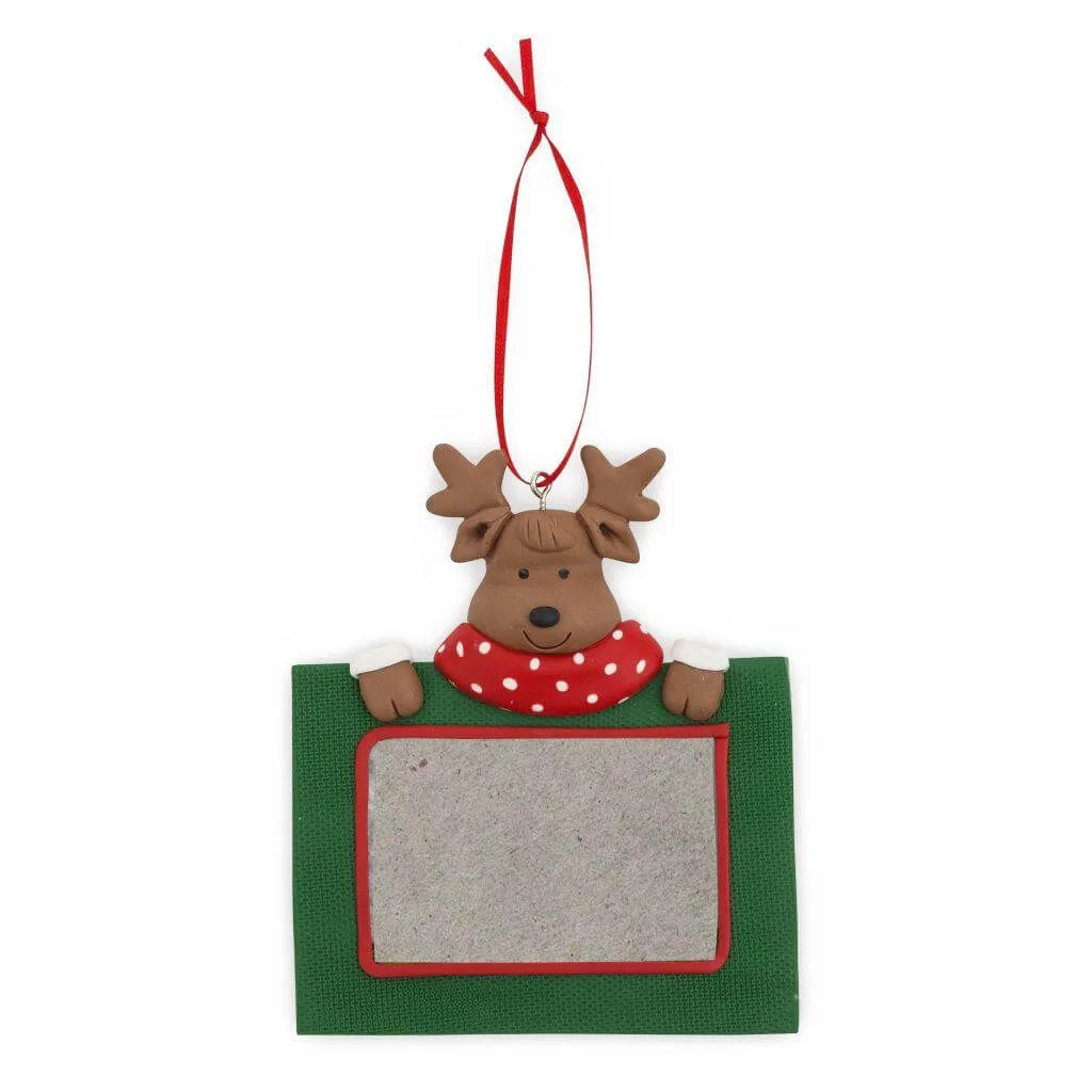 70 x 45mm Blank Reindeer Christmas Tree Ornament - Pack of 6