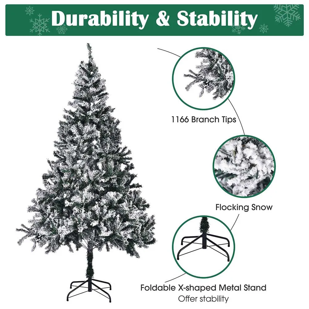 7.5 ft Snow Christmas Tree White Flocked