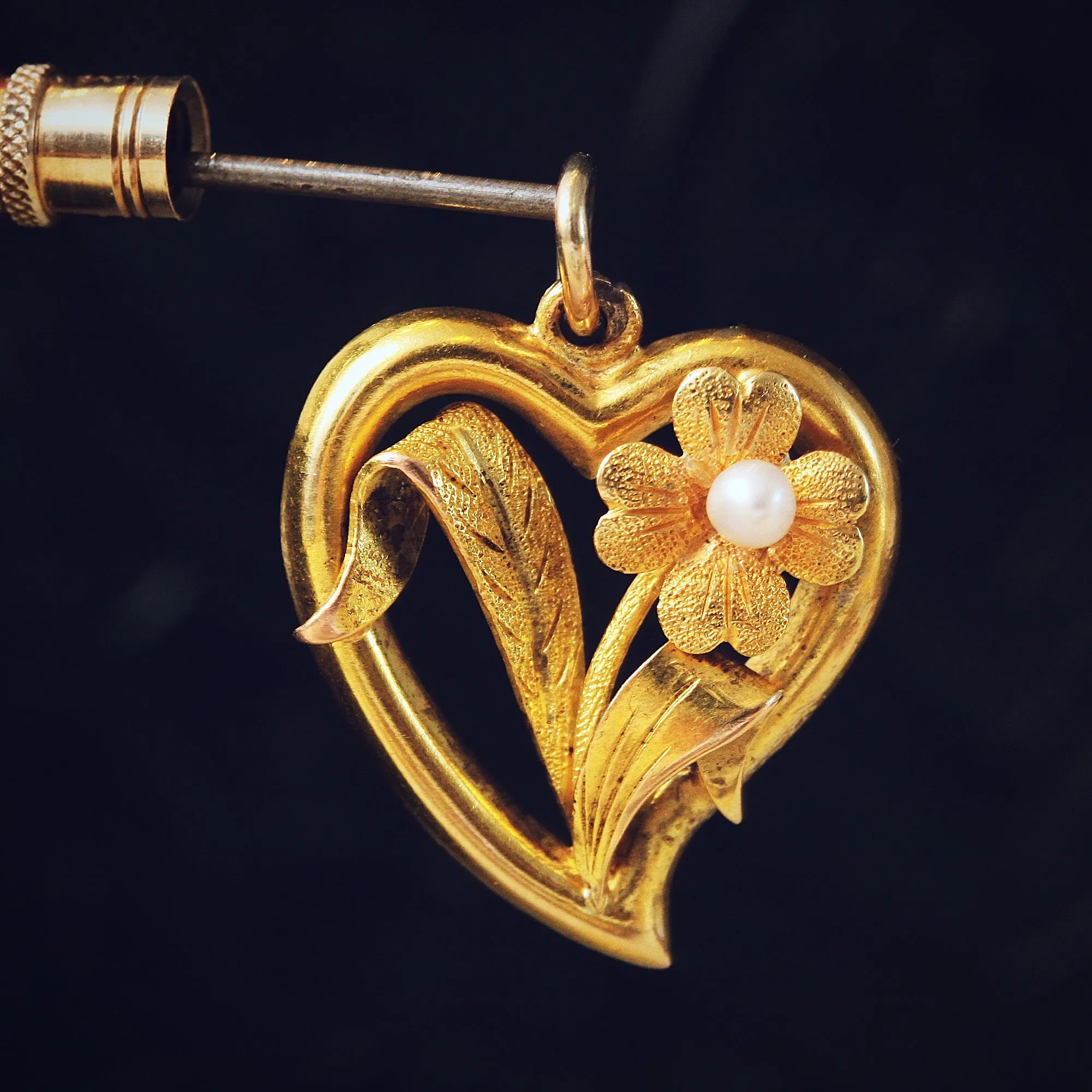 A Delightful Antique Edwardian Floral Heart Pendant