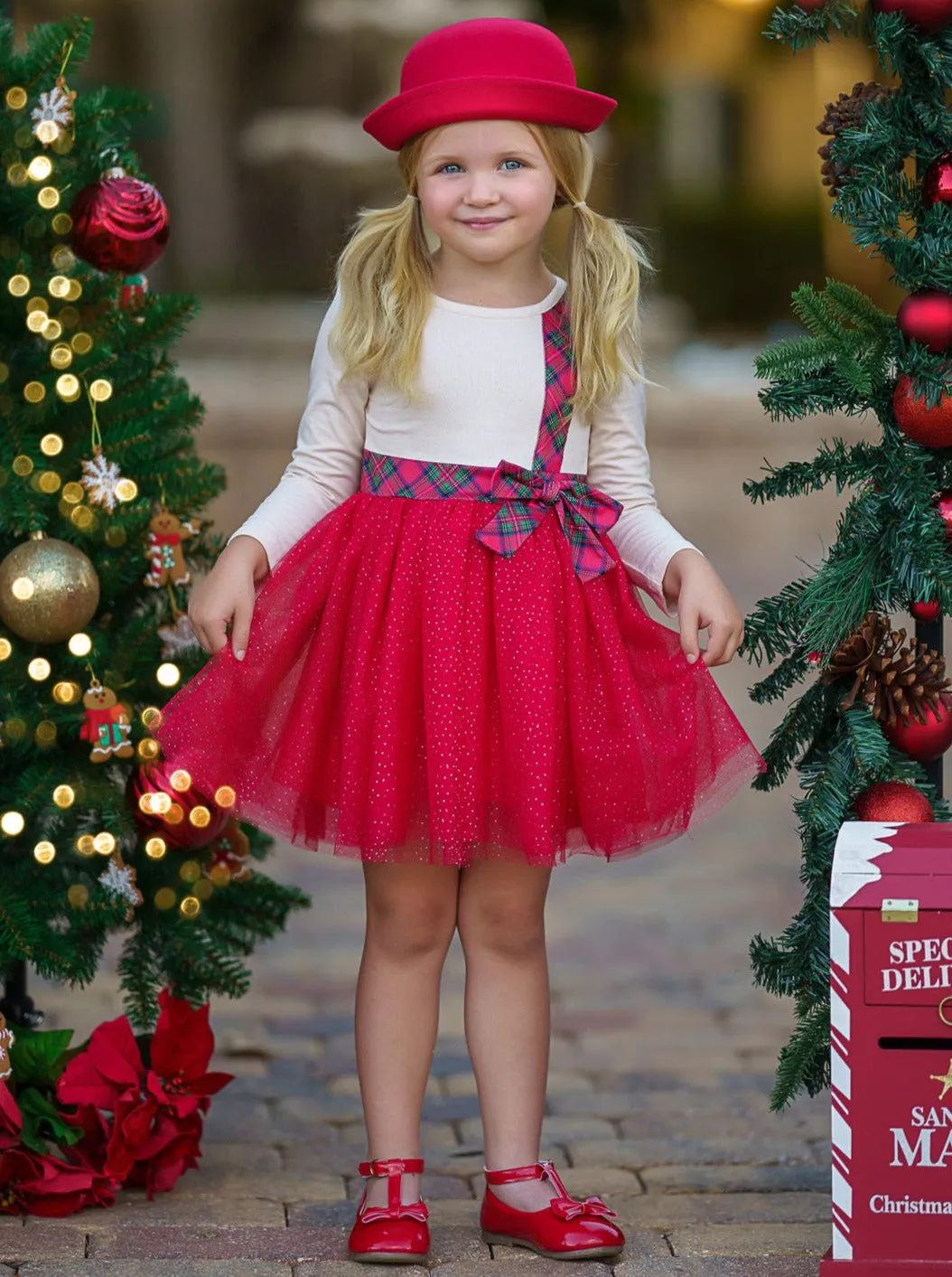 All That Glitters Plaid Bow Christmas Tutu Dress