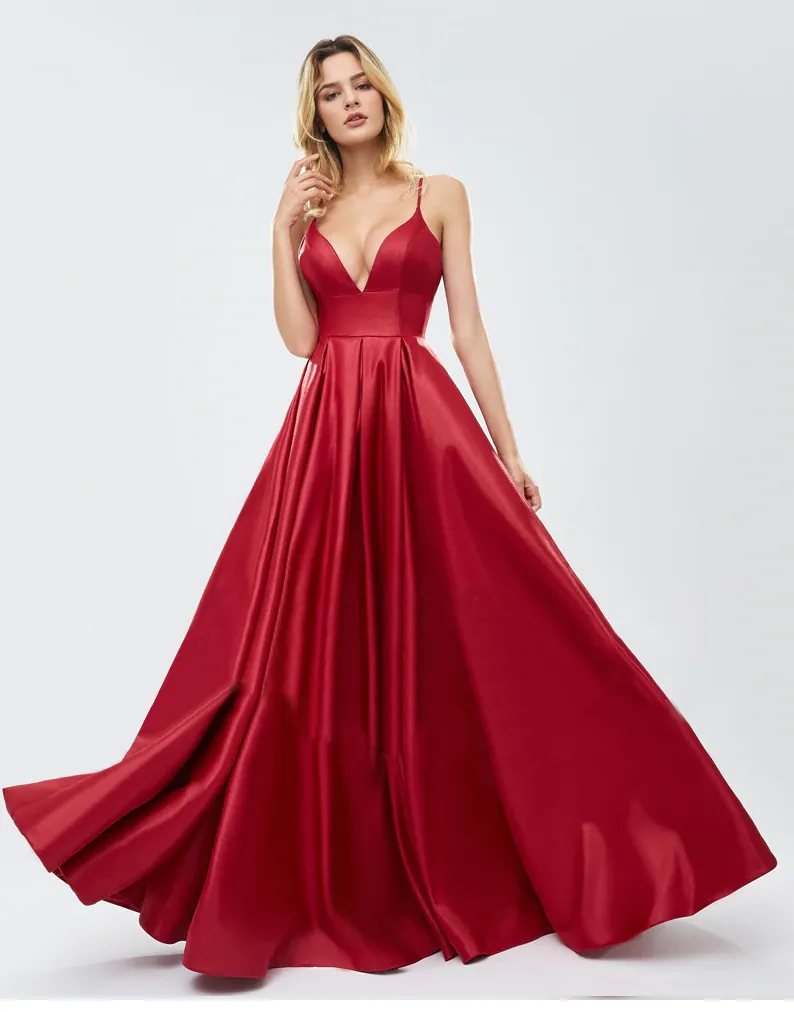 Ambika Satin Formal Gown - Red