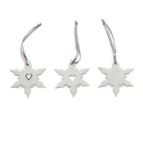 Angel Ceramics Set of Three Matt Embossed Snowflake Hanging Decorations