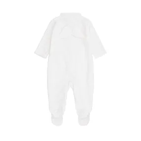 Angel Wing Velour Sleepsuit in White