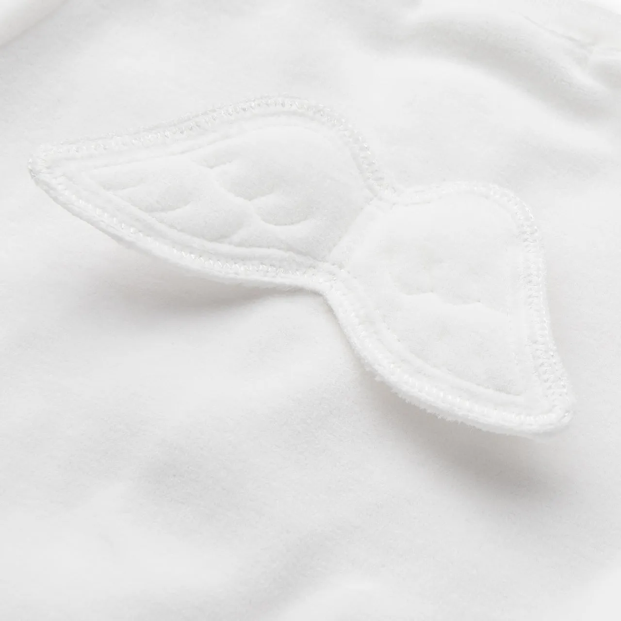 Angel Wing Velour Sleepsuit in White