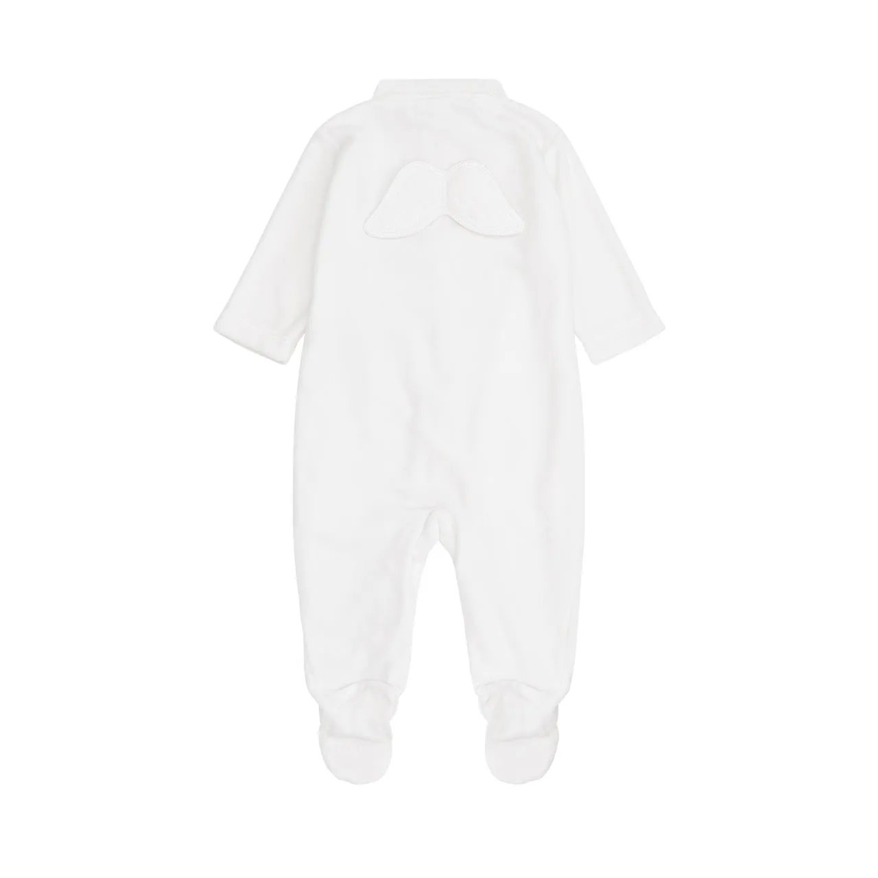 Angel Wing Velour Sleepsuit in White