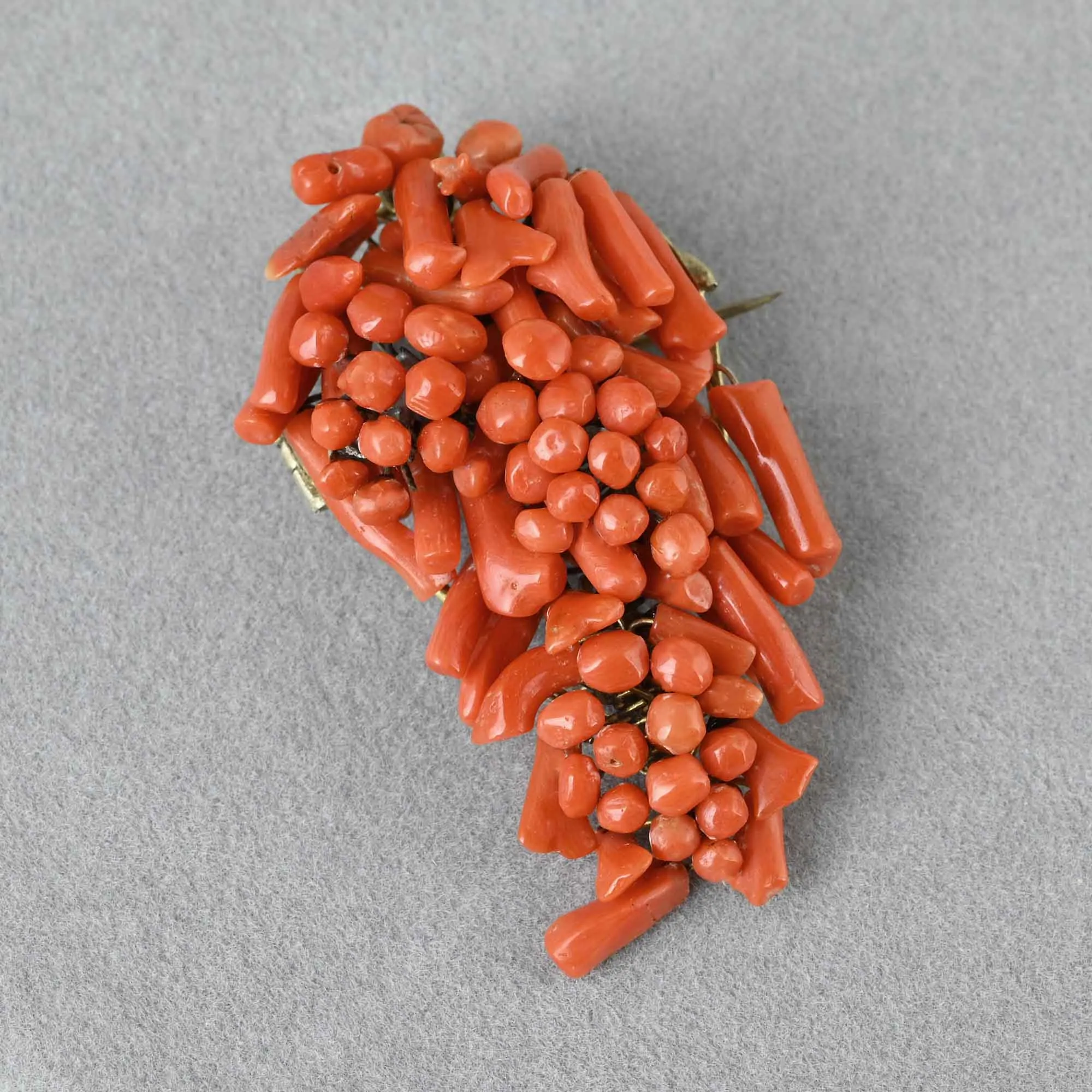 Antique Victorian Carved Branch Coral Brooch