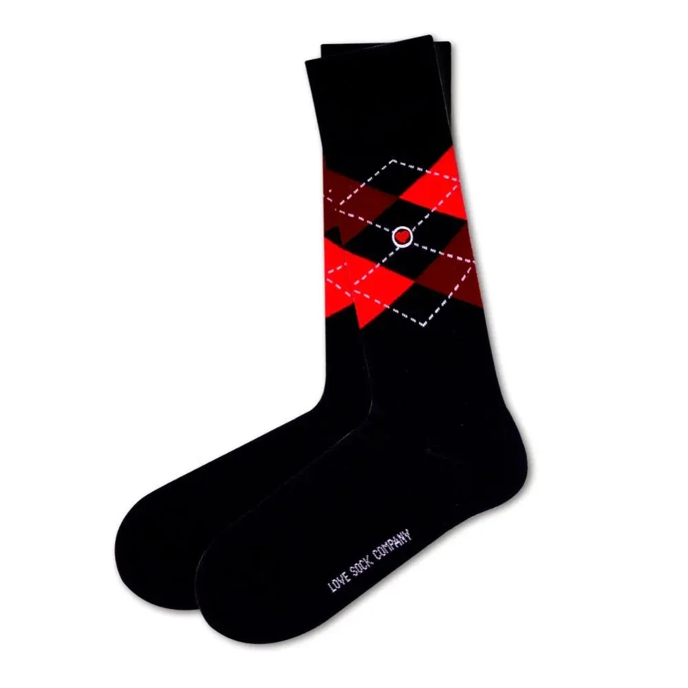 Argyle Socks Navy Red Box