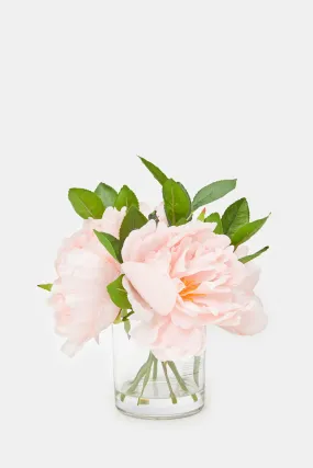 Artificial Cluster Rose Bouquet In Glass Vase