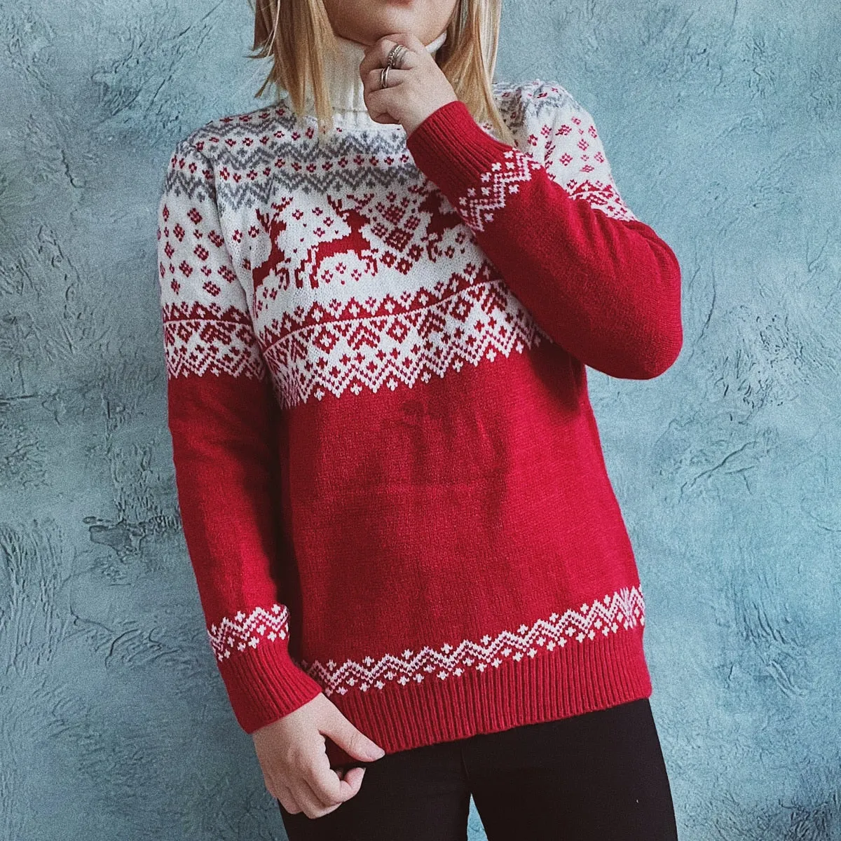 Autumn Winter New Year Christmas Sweater Casual Knitted Pullover