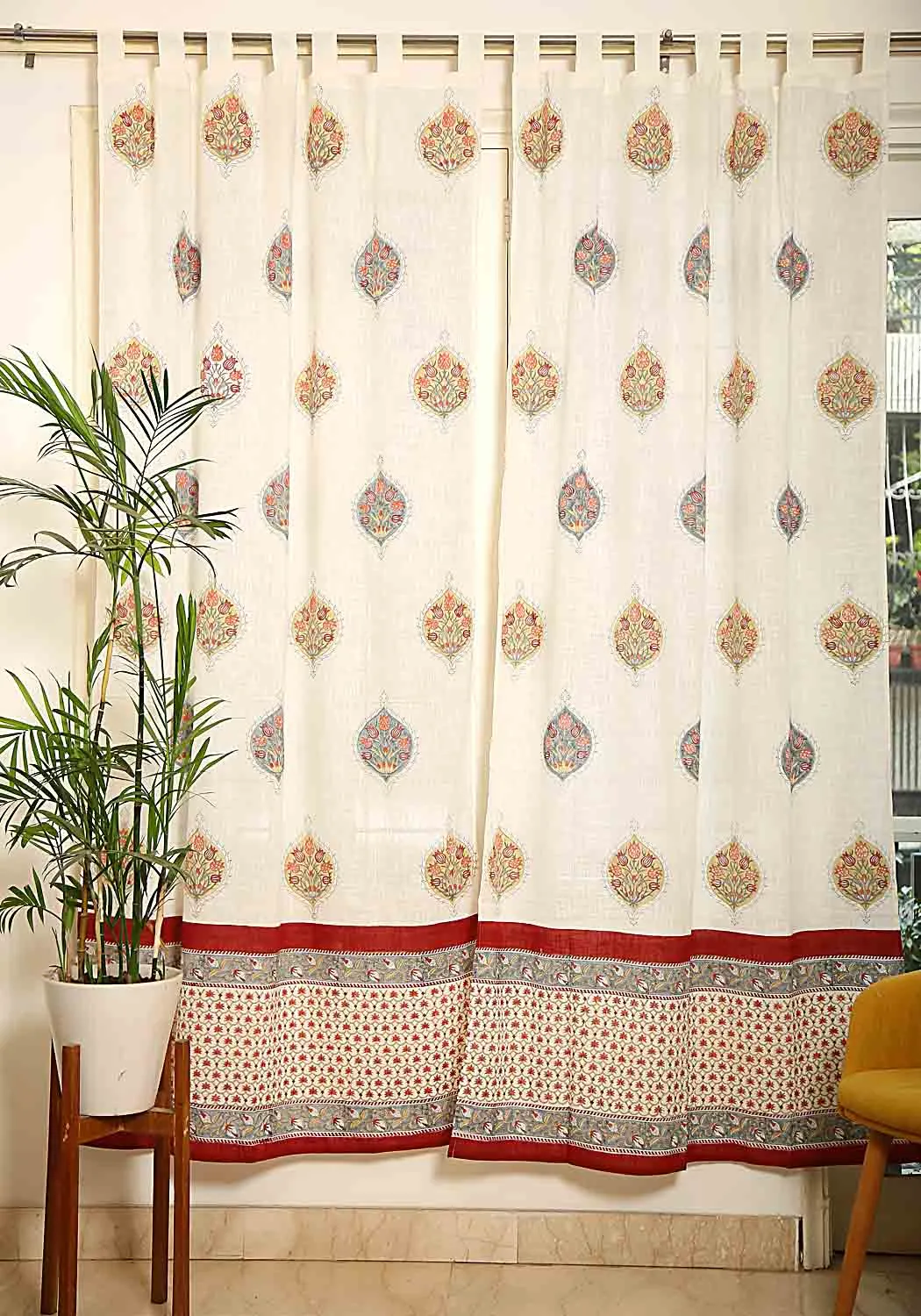 Beach Sand Hand Block Print Cotton Curtain