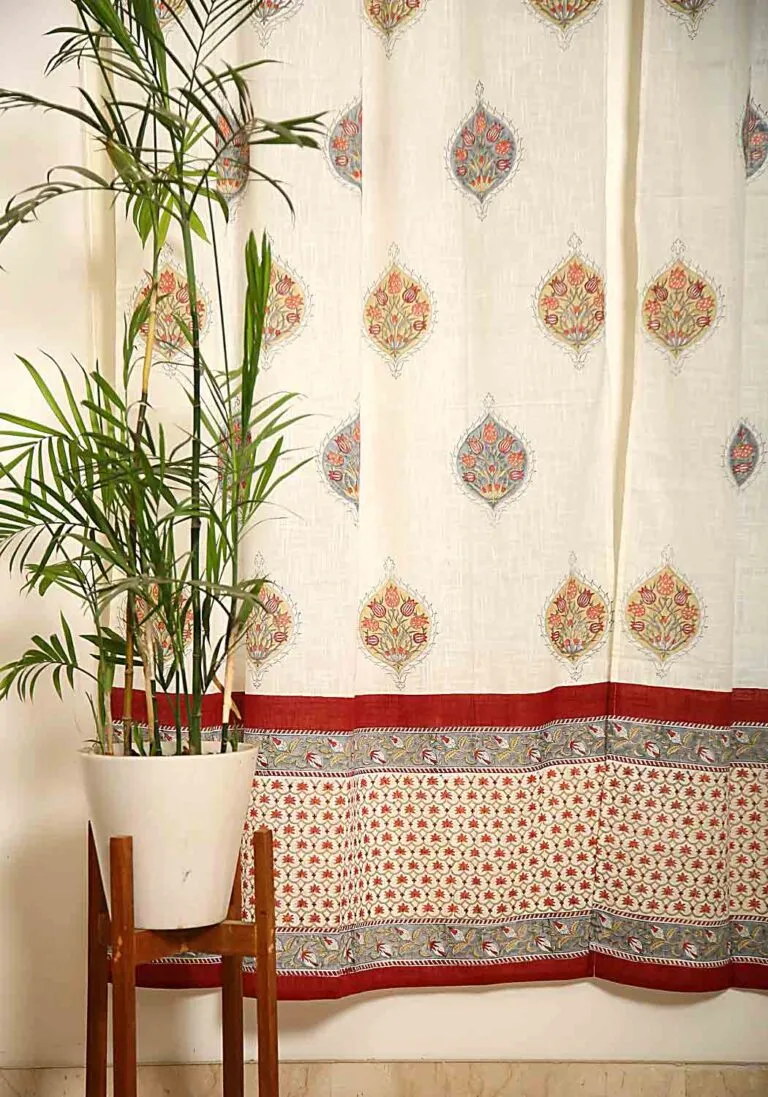 Beach Sand Hand Block Print Cotton Curtain