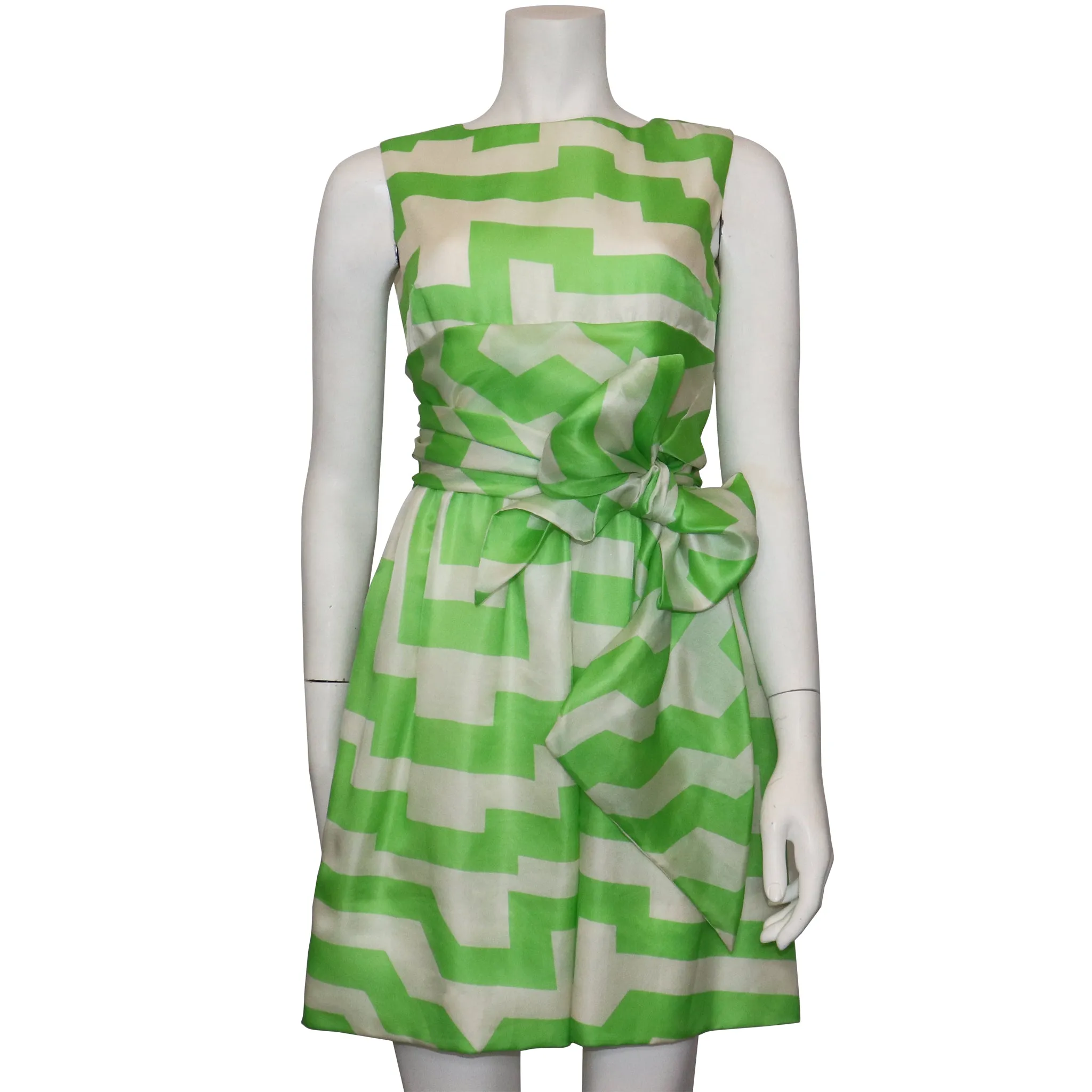 Bill Blass White & Green Silk 2 PC Dress Circa 1960s