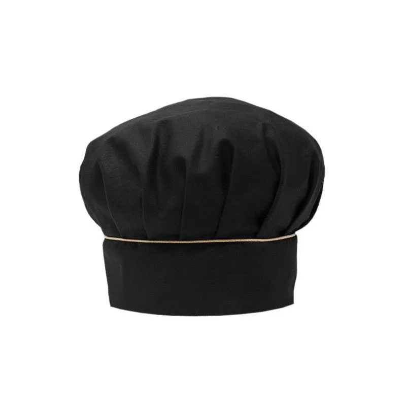 Black Kitchen Hat with Gold Piping - Manelli