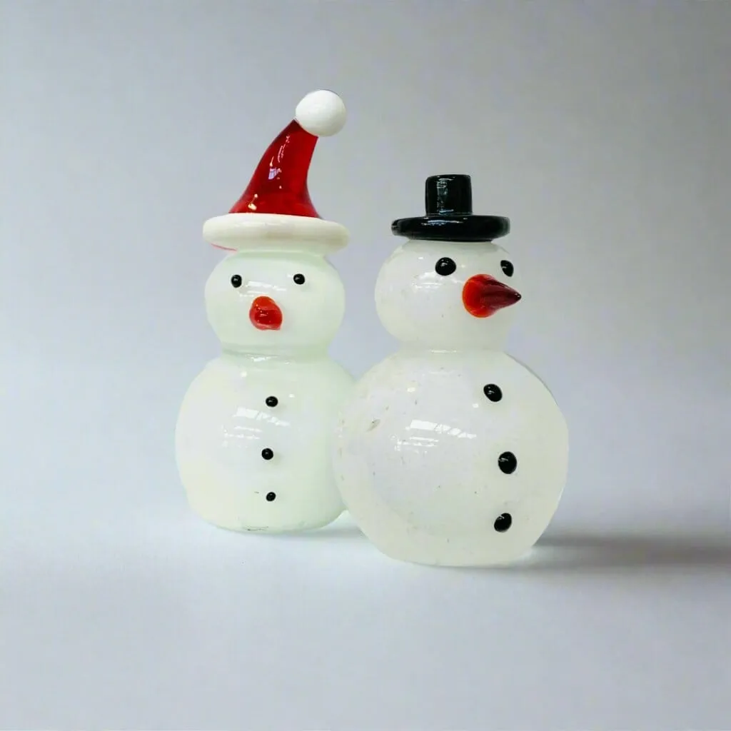 Blown Glass Snowman - Black Top Hat