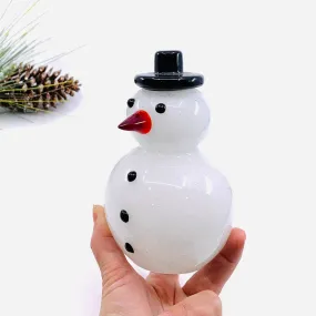 Blown Glass Snowman - Black Top Hat