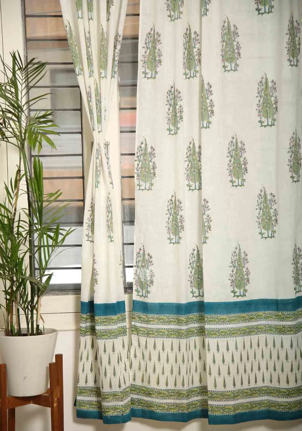 Bluebell Hand Block Print Cotton Curtain