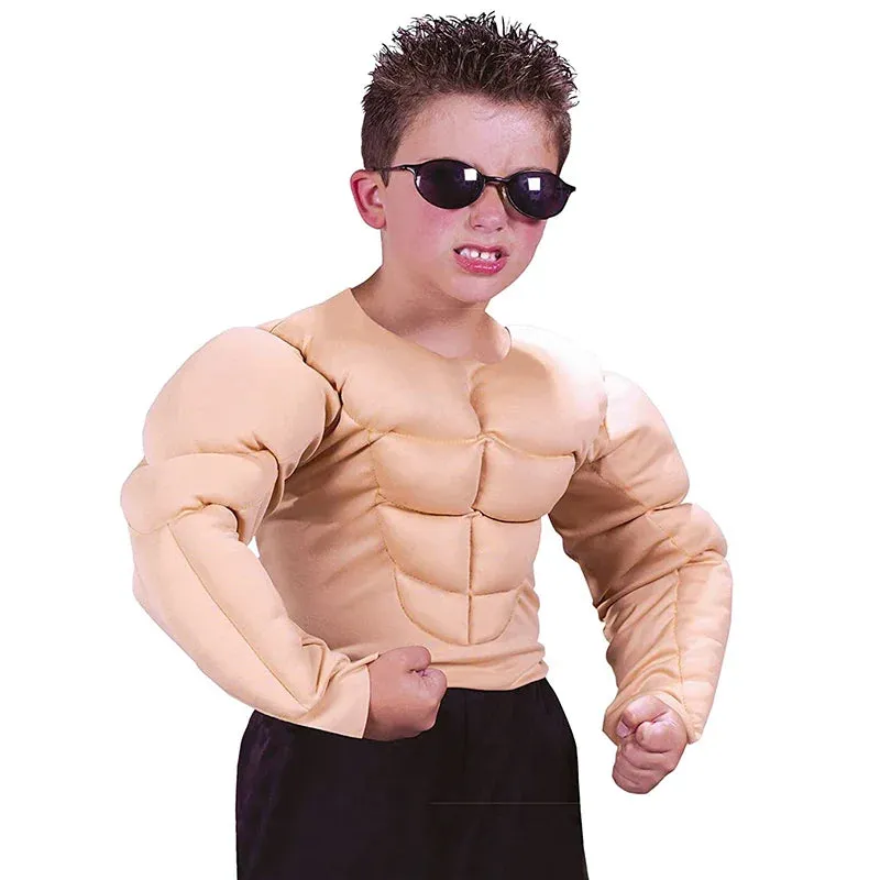 Boys Muscle Wrestler Shirt Halloween Kid Costumes