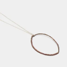 Branch hoop pendant - sparkling necklace - silver 925 - rainbow patina