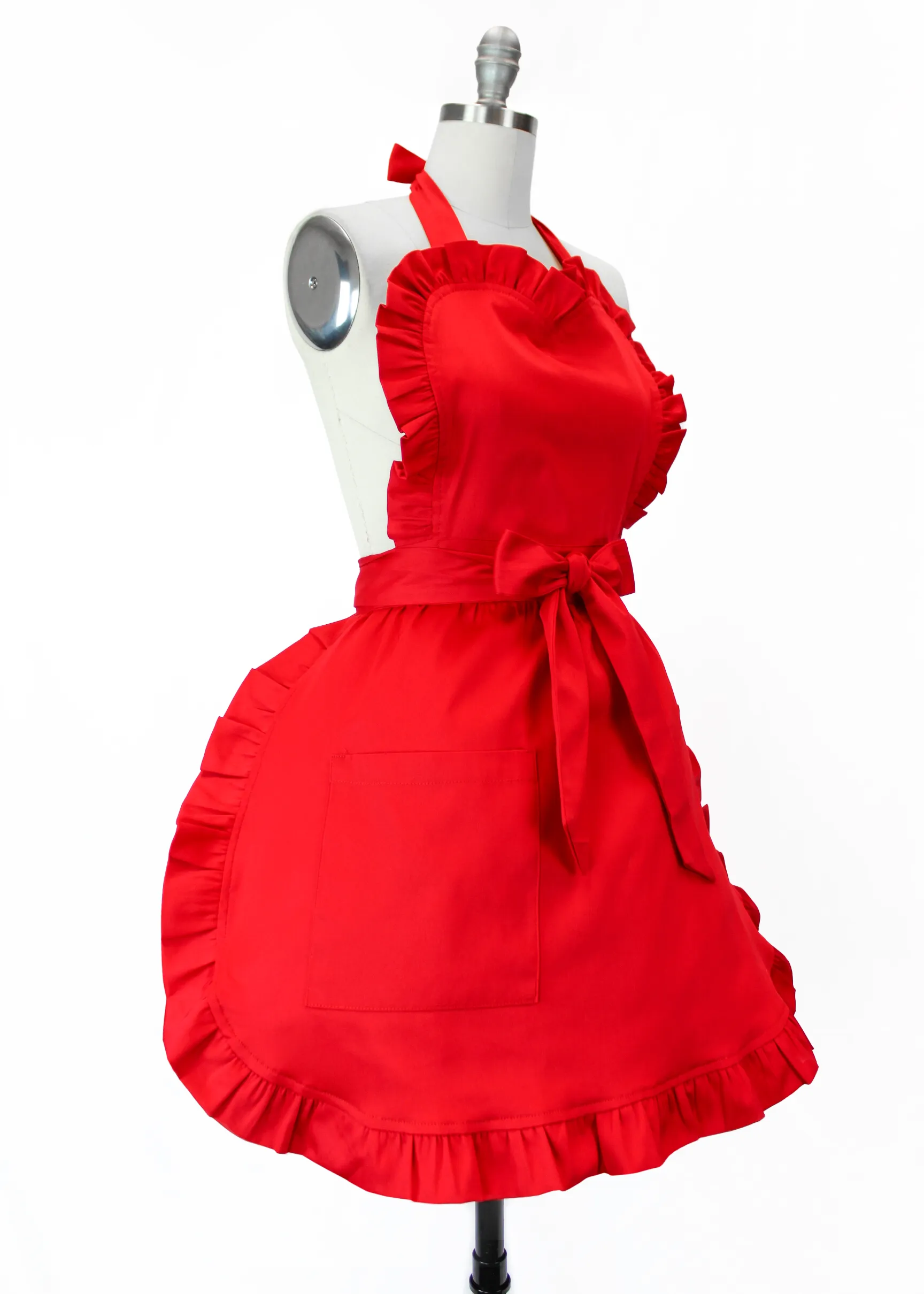 Bright Red Christmas Apron