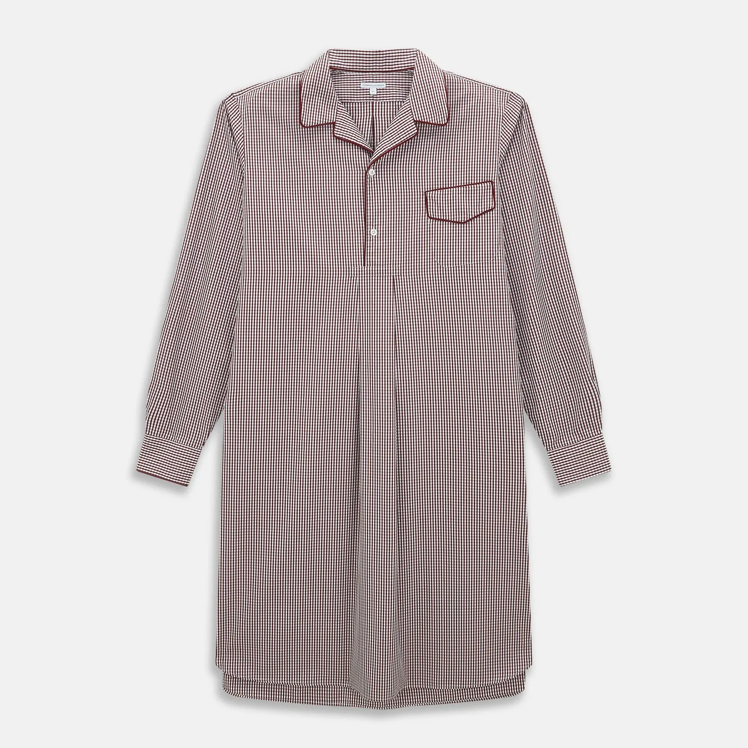 Burgundy Micro Check Winston Long Nightshirt