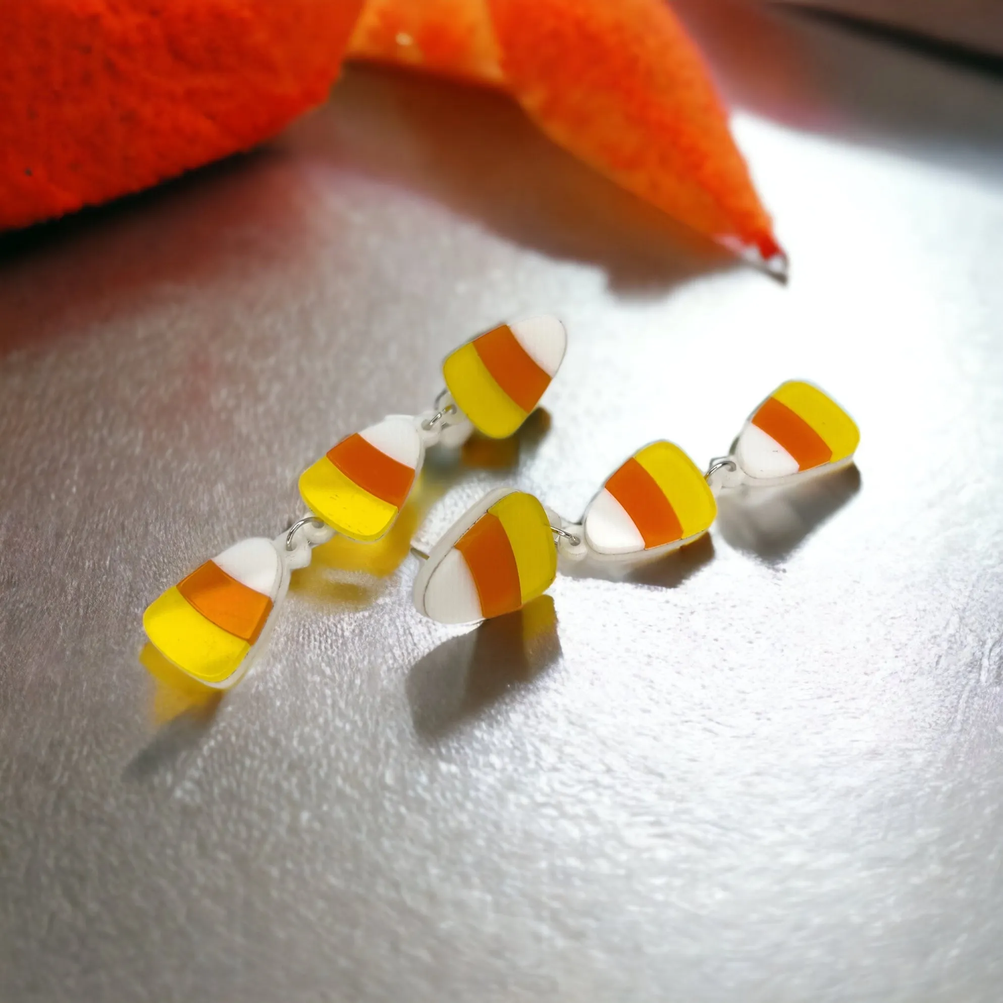 Candy Corn Earrings - Halloween Earrings, Halloween Candy, Not So Scary, Halloween Earrings, Candycorn Earrings