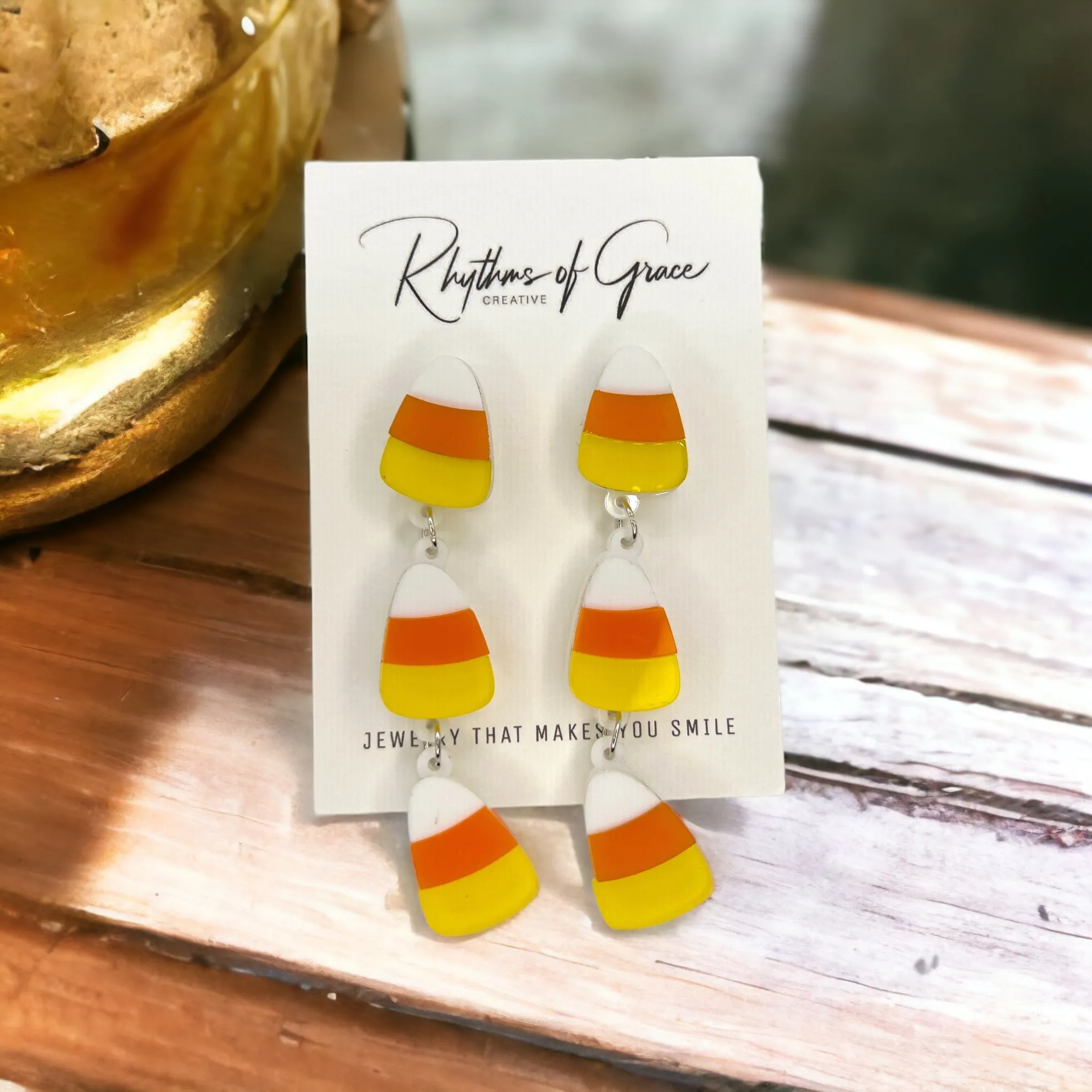 Candy Corn Earrings - Halloween Earrings, Halloween Candy, Not So Scary, Halloween Earrings, Candycorn Earrings