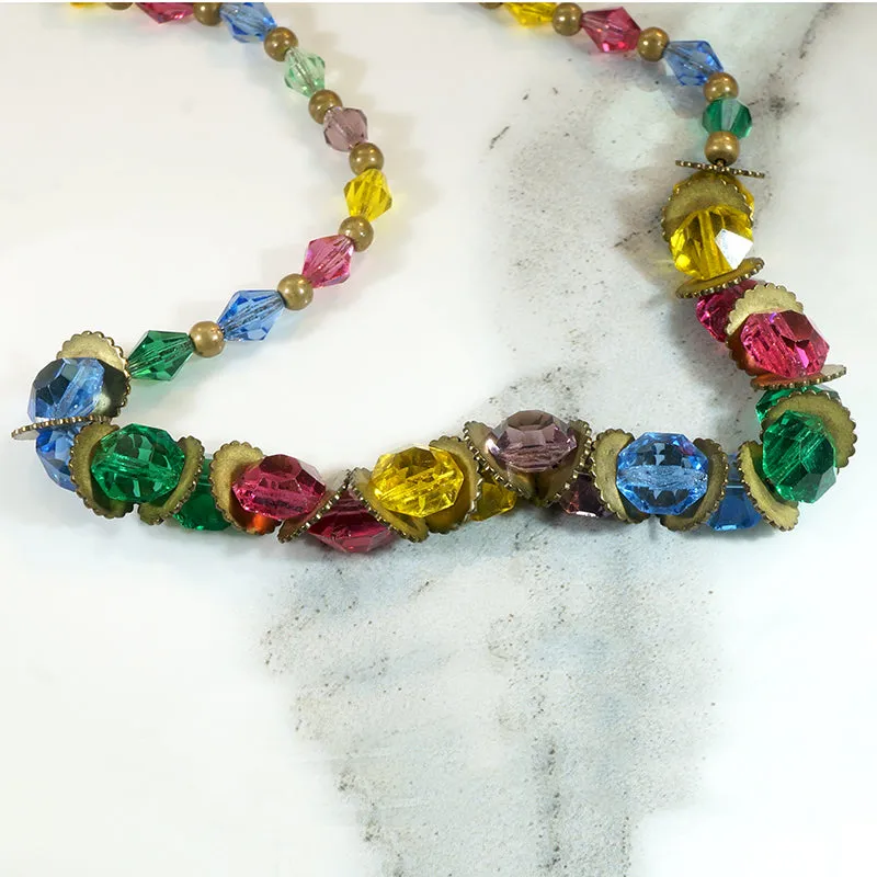 Cheerful Sparkly Rainbow Bead Necklace