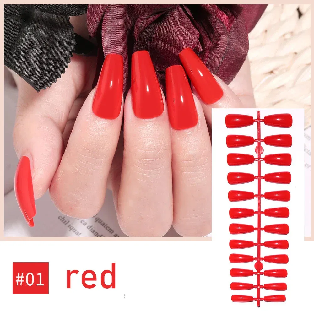 Christmas Nails Press on Snowflake Red Designs Almond Fake Nails Long Coffin Detachable False Nail for Women New Year Party