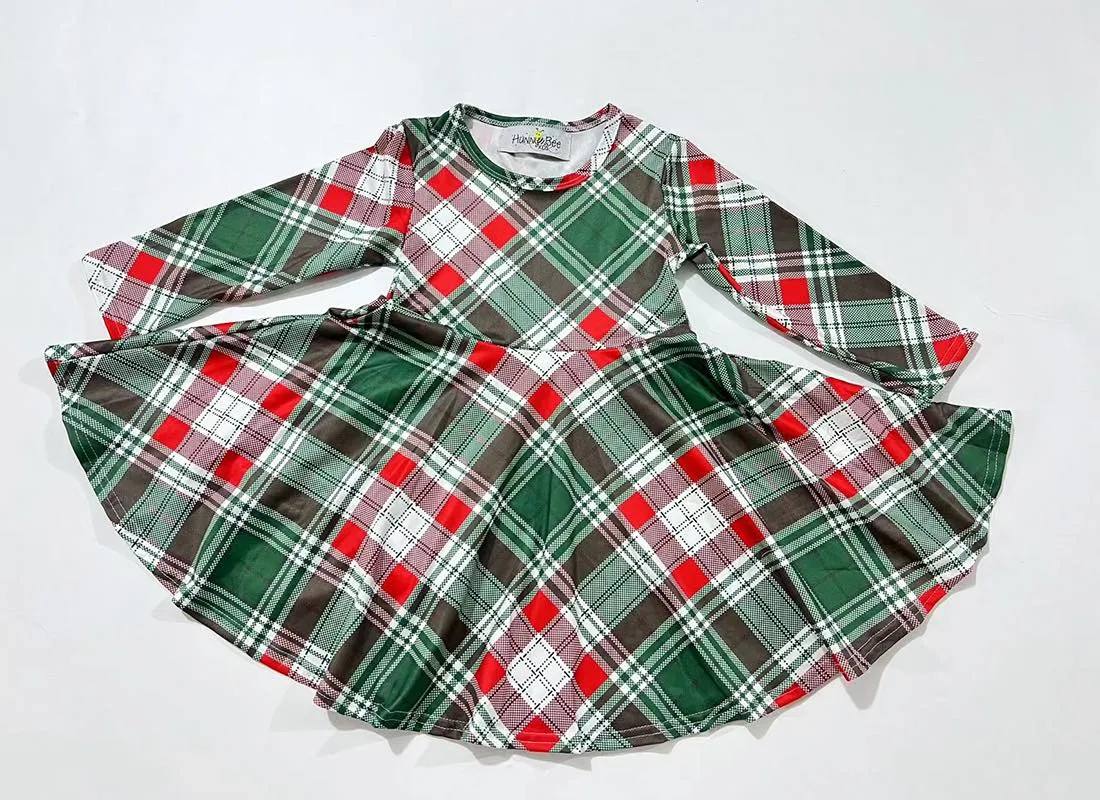 CHRISTMAS PLAID TWIRLY DRESS