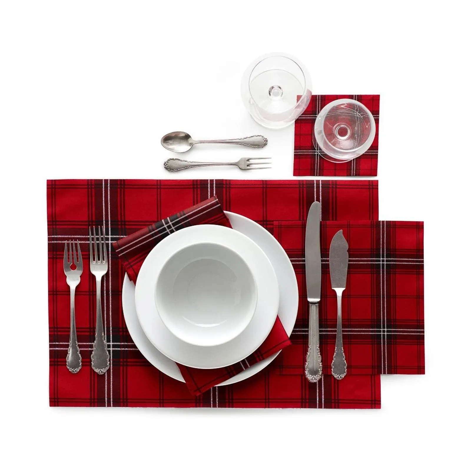 Christmas Tartan Cotton Dinner Napkins, 6pc.