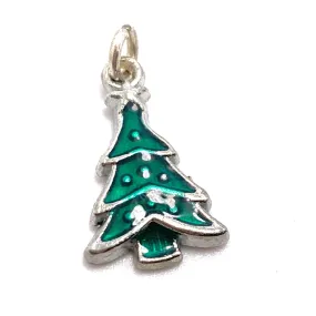 Christmas Tree Green  Enameled Charm