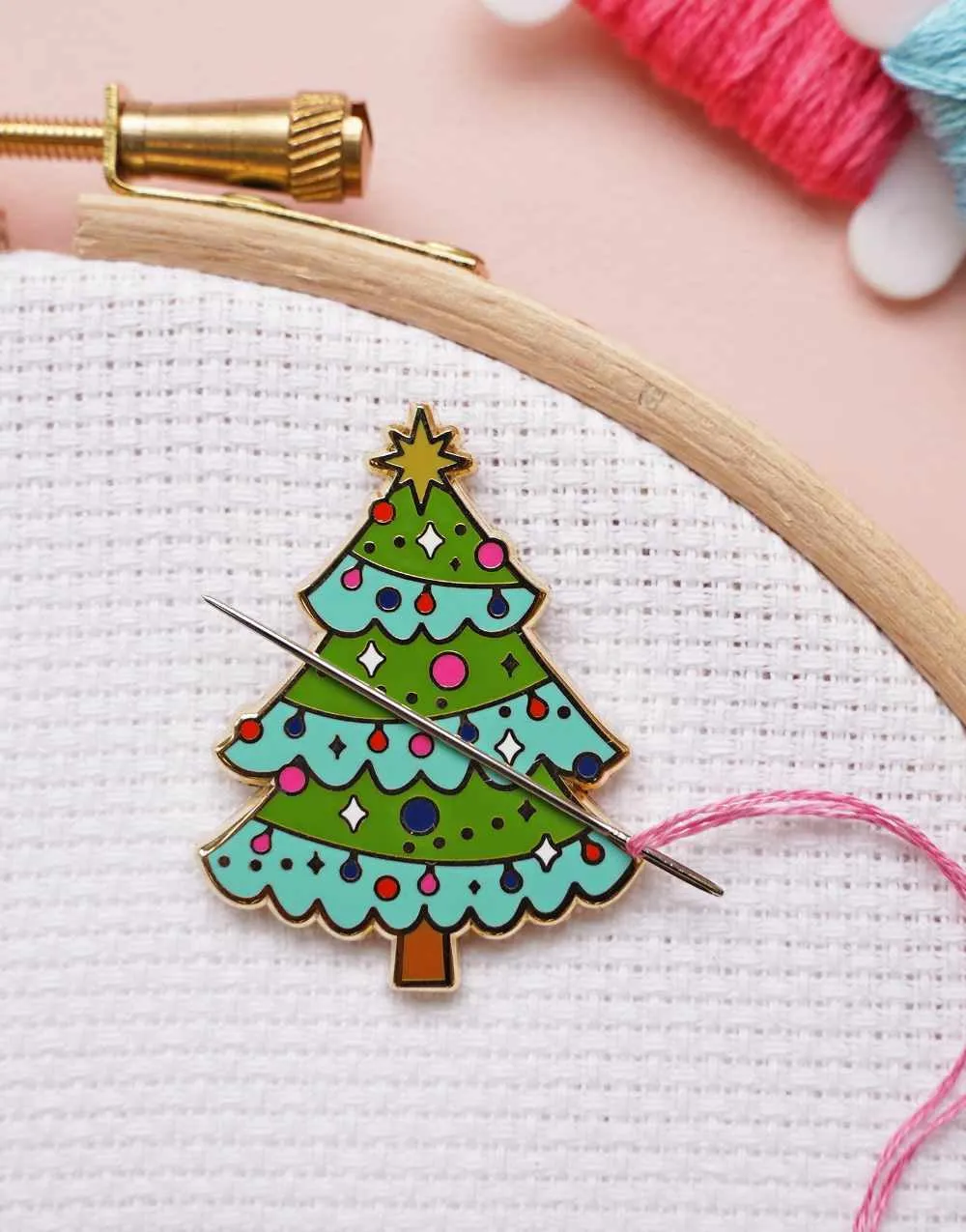 Christmas Tree Magnetic Needle Minder, Caterpillar Cross Stitch